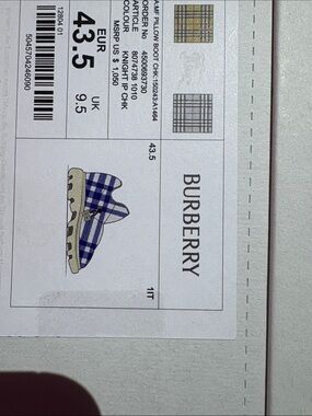Burberry Mens Blue and White Gingham Sneakers